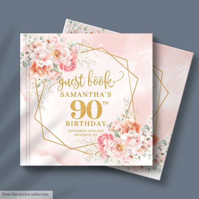 Chic Pale Pink Gold Floral 90 Birthday Guest Book (Chic Pale Pink Gold Floral 90 Birthday Guest Book)