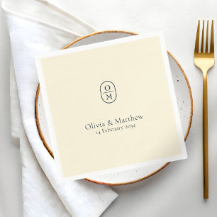 Chic Pale Yellow Modern Wedding Monogram Wedding Napkins