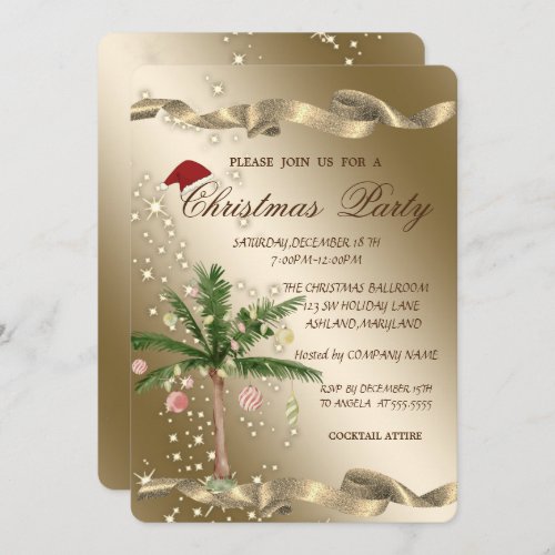 Chic Palm Christmas Tree Corporate Christmas Party Invitation