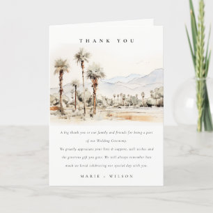 Chic Palm Springs California Landscape Wedding Letterpress Thank You Card