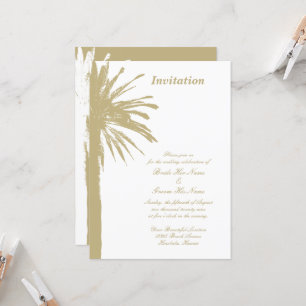 Chic palm tree beach wedding party invitations
