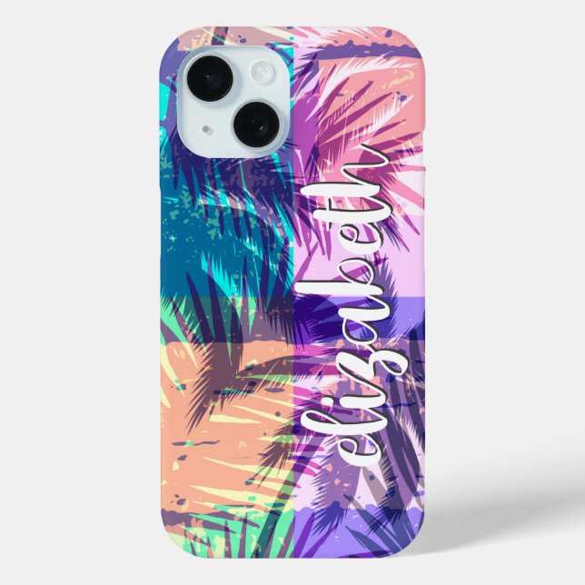 Chic Palm Tree Collage Case-Mate iPhone Case (Back)