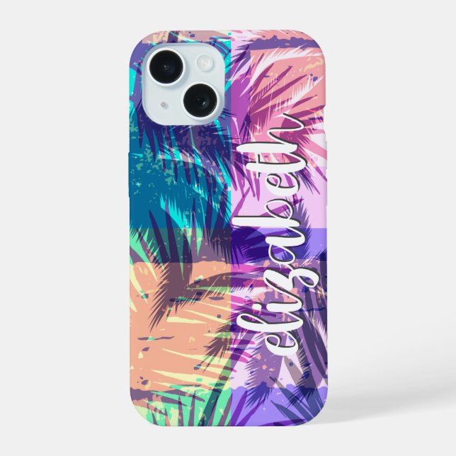 Chic Palm Tree Collage Iphone Case (Back)
