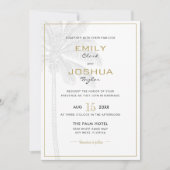Chic Palm Tree & Gold Wedding Invitation Card (Front)