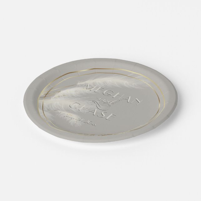 Chic Pampas Grass Paper Plates (Angled)