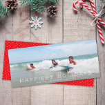 Chic Panoramic Simple Minimalist 1 Photo Christmas Holiday Card<br><div class="desc">This modern holiday photo card features a full frame (aka full-bleed) horizontal photo and the EDITABLE greeting "Happiest Holidays". The design is minimal yet elegant. On the back you will find a simple red and white dot pattern. You can customize this design further by adding another photo and/or additional text...</div>
