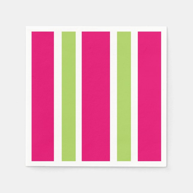 CHIC PAPER NAPKIN_LOVELY HOT PINK/GREEN STRIPES NAPKINS (Front)