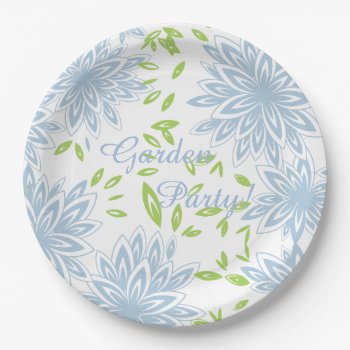 Chic Paper Plate_garden Party!_21 Blue Floral Paper Plates by GiftMePlease at Zazzle