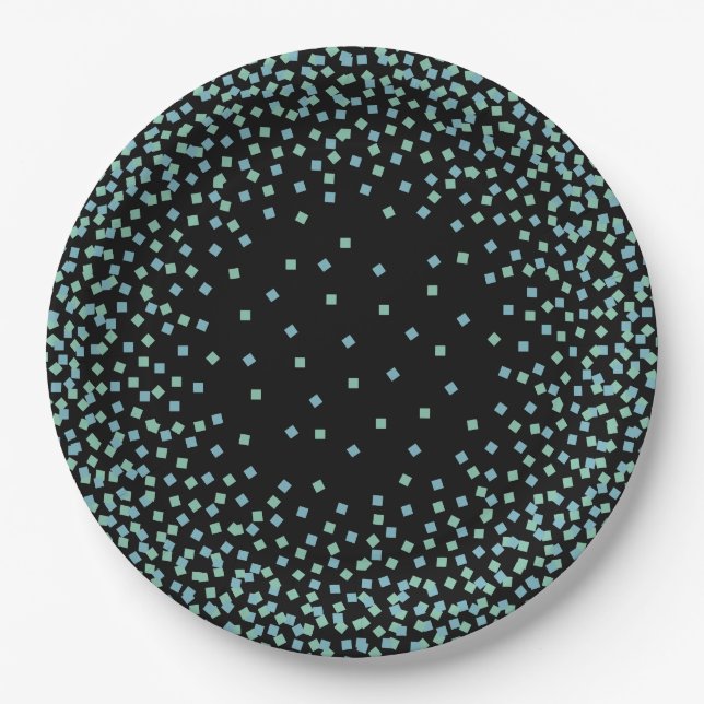 CHIC PAPER PLATE_MINT/LG BLUE/BLACK CONFETTI PAPER PLATES (Front)