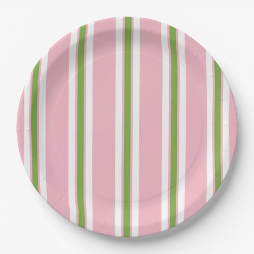 CHIC PAPER PLATE_MODERN PINKGREEN STRIPES PAPER PLATES