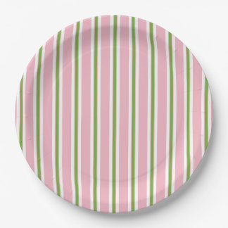 CHIC PAPER PLATE_MODERN PINK/GREEN STRIPES PLATES