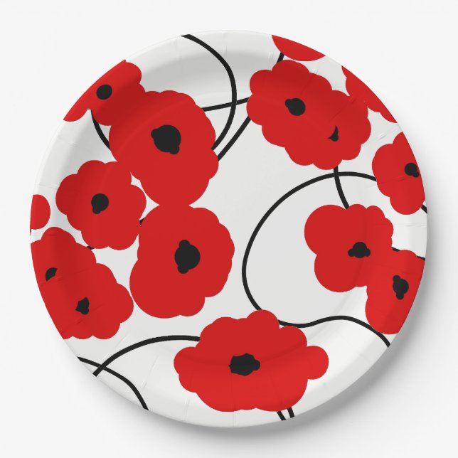 CHIC PAPER PLATE_MODERN REDPOPPIES PAPER PLATES (Front)