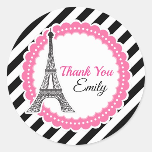 Chic Paris Birthday Baby Shower Classic Round Sticker