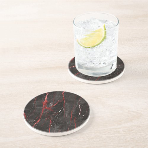 Chic Paris Cat Red Bow Black White Stripes Coaster