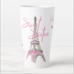 Chic Paris Eiffel Tower Personalized Sweet Sixteen Latte Mug<br><div class="desc">Chic and girly, this personalized latte mug is perfect for a 16th birthday party gift. The design has elegant, hand lettered, script typography with fun Parisian exclamation "Ooh la la!" and Sweet Sixteen. The template is set up ready for you to add the sixteenth birthday girl's name, which appears each...</div>