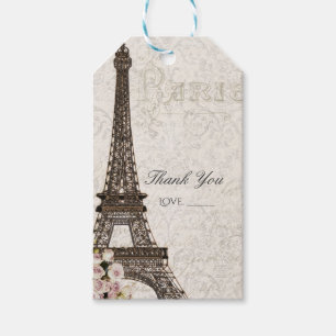 Chic Paris Eiffel Tower & Roses Elegant Favor Gift Tags
