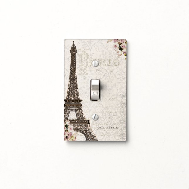 Chic Paris Eiffel Tower & Roses Elegant French Light Switch Cover (In Situ)