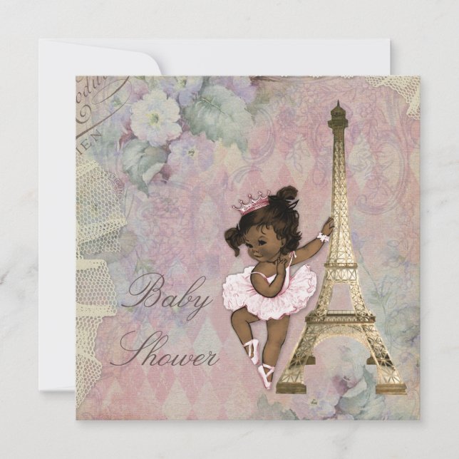 Chic Paris Ethnic Princess Ballerina Baby Shower Invitation (Front)