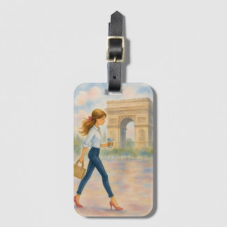 Chic Paris Girl by Arc de Triomphe Luggage Tag