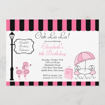 Chic Paris Pink Poodle Birthday Party Invitations by celebrateitinvites at Zazzle