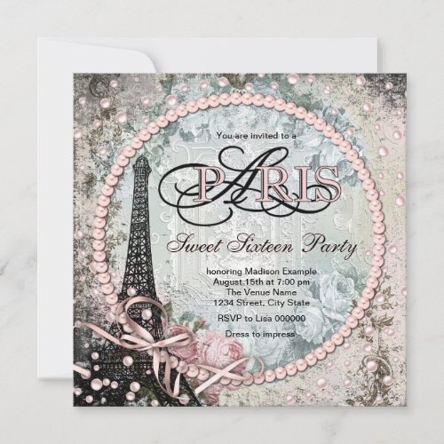 Chic Paris Sweet 16 Party Card