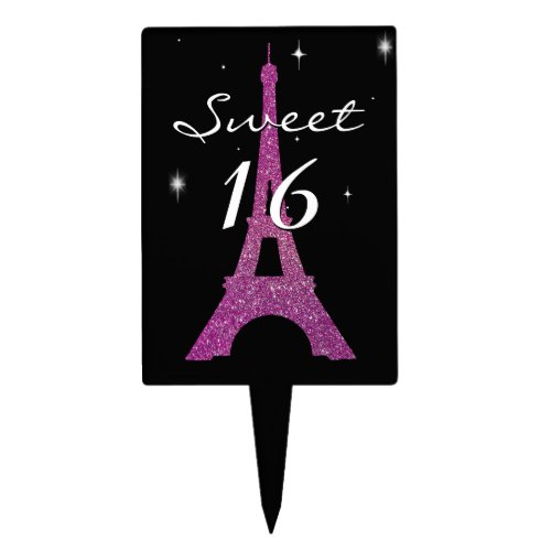 Chic Paris Themed Sweet 16 Birthday Cake Pick