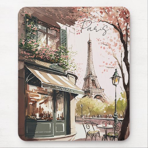 Chic Parisian Cafe Eiffel Tower Paris France Shop Mouse Pad