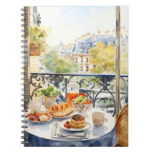 Chic Parisian Cafe watercolour illustration Notebook
