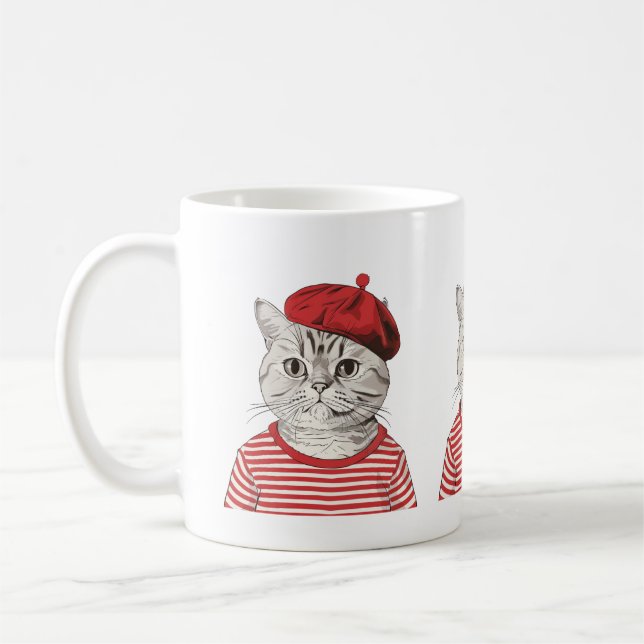 Chic Parisian Cat Mug (Left)