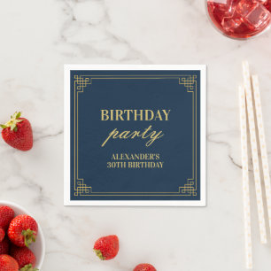 Chic Party Navy Gold Gatsby Art deco Frame Napkins