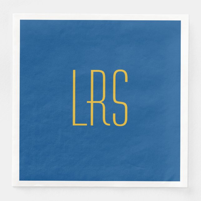 CHIC PARTY PAPER NAPKIN_LAPIS BLUE SOLID/MONOGRAM PAPER DINNER NAPKINS (Front)