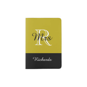 CHIC PASSPORT HOLDER_"Mrs" BLACK/WHITE/191 GOLD Holder