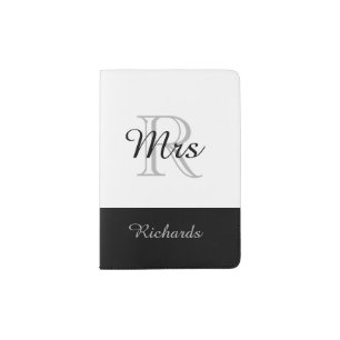 CHIC PASSPORT HOLDER_"Mrs" BLACK/WHITE/GRAY Holder