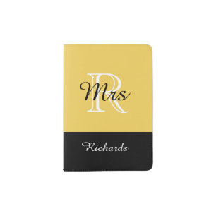 CHIC PASSPORT HOLDER_"Mrs" BLACK/WHITE/PRIMROSE Holder