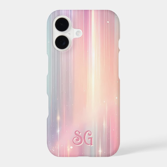 Chic Pastel Aurora Sparkle Custom Monogram Iphone Case (Back)