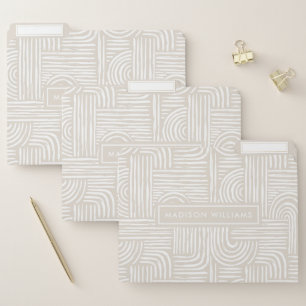 Chic Pastel Beige Minimalist Boho Teacher Planner File Folder