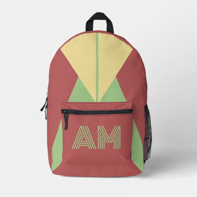 Chic Pastel Berry Geometric Custom Backpack (Front)