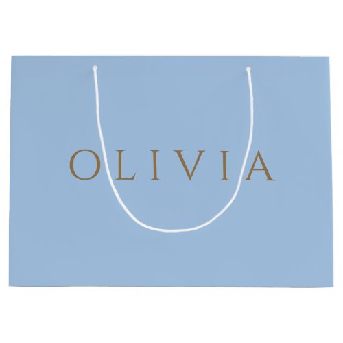 Chic  pastel blue   minimalist  monogram large gif large gift bag