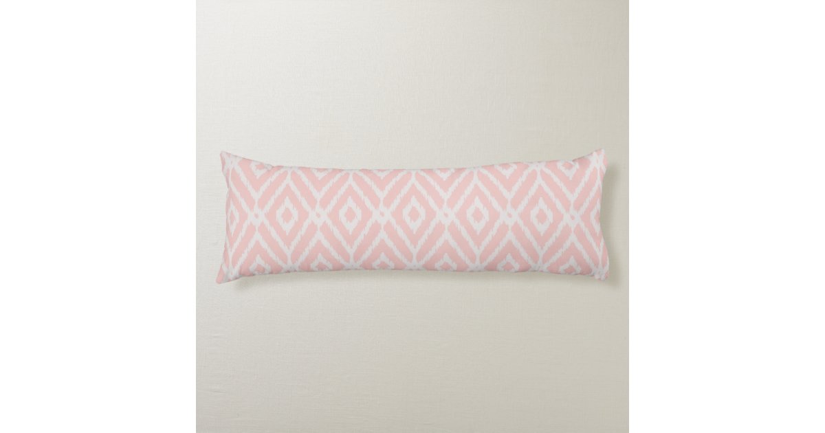 Chic Pastel Blush Pink Ikat Tribal Diamond Pattern Body Pillow Zazzle Com