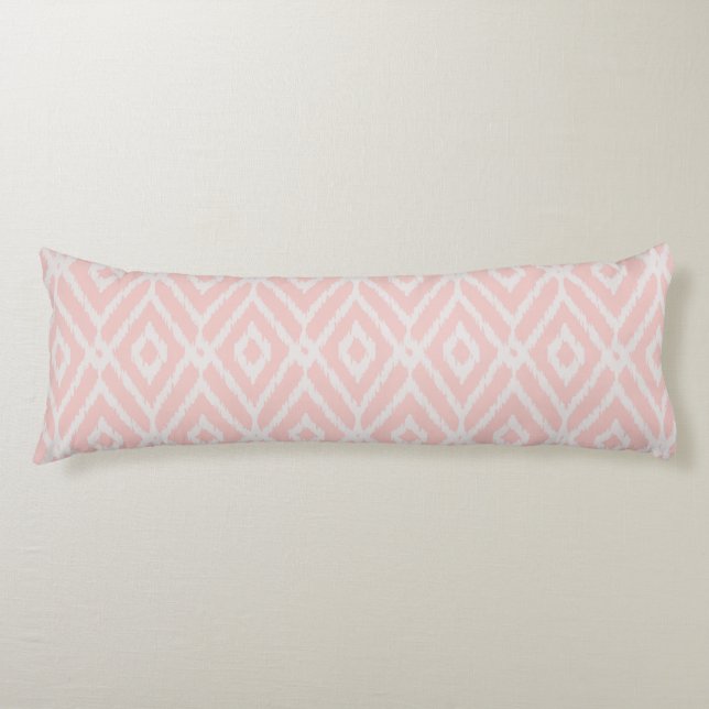 Chic pastel blush pink ikat tribal diamond pattern body pillow (Front)