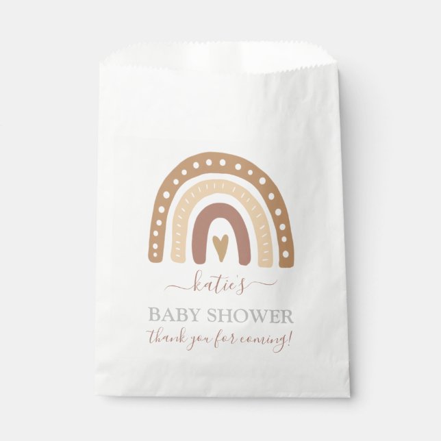 Chic Pastel Brown Rainbow Boho Baby Shower Favor Bag (Front)