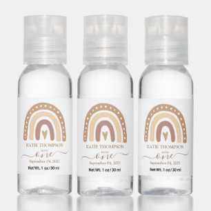 Chic Pastel Brown Rainbow Boho First Birthday Hand Sanitizer