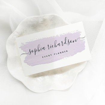 Chic Pastel Brush Stroke | Light Purple On White  Business Card by christine592 at Zazzle