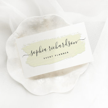 Chic Pastel Brush Stroke | Light Yellow On White  Business Card by christine592 at Zazzle