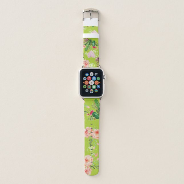 Chic Pastel Cactus elegant Apple Watch Band (Front)
