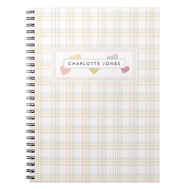 Chic Pastel Colorful Heart Script Notebook (Front)