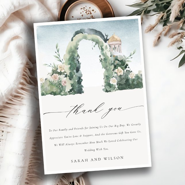 Chic Pastel Floral Garden Arch Botanical Wedding Thank You Card (Creator Uploaded)