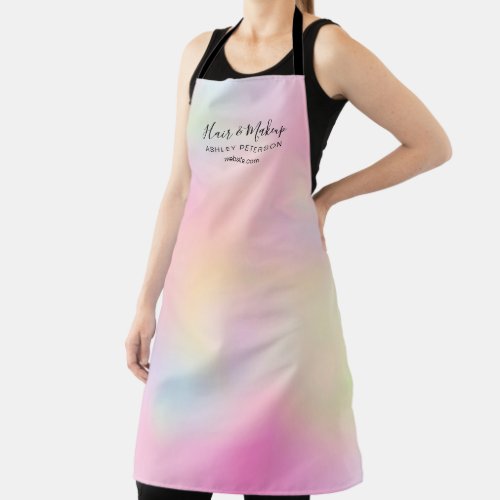 Chic pastel holographic gradient pink girly makeup apron