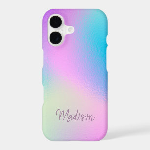Chic Pastel Holographic Personalized Name iPhone 17 Case