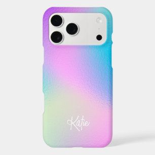 Chic Pastel Holographic with Name iPhone 17 Pro Max Case